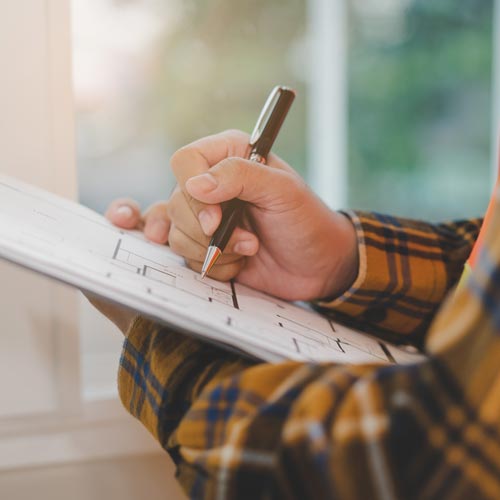 home inspector writing report